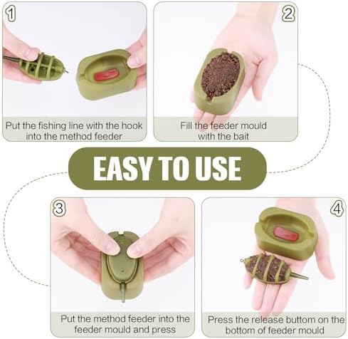 10 Pcs Carp Fishing Method Feeder Set 8 Pcs Inline Method Feeders with 2 Quick Release Mould Holder Carp Feeder Accessories Tackle Equipment - Image 3