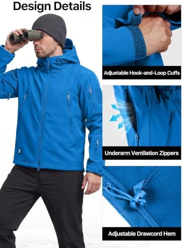 FREE SOLDIER Men's Hooded Waterproof Softshell Jacket - Image 6