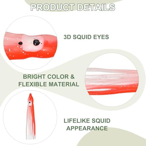 Fishing Squid Skirts, Glow Soft Plastic Trolling Lures Luminous -Fitting for (Bass/Trout/Salmon/Saltwater/Fishing Bait) - Image 3