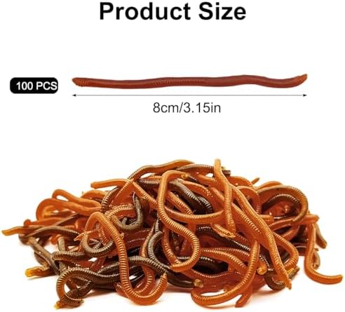100 Pcs 3.3inch Soft Worms Fishing Lure Baits, Earthworm Baits Lifelike Fake Bloodworm,Fresh Water Fishing Bait - Image 2