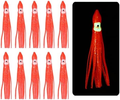 Fishing Squid Skirts, Glow Soft Plastic Trolling Lures Luminous -Fitting for (Bass/Trout/Salmon/Saltwater/Fishing Bait) by YELARXI