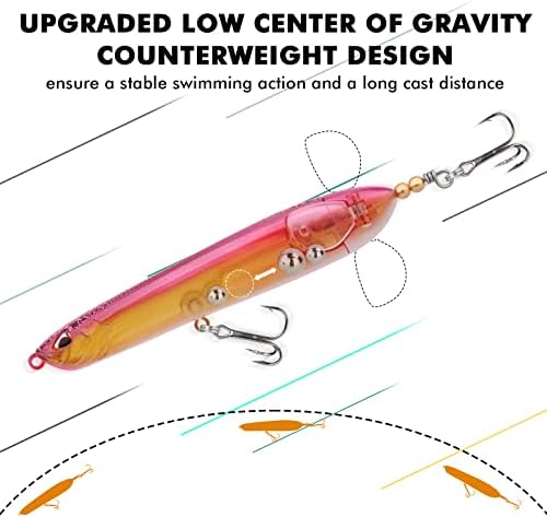 TRUSCEND Top Water Fishing Lures with BKK Hooks, Easy Catch Plopper Lure for Freshwater or Saltwater, Floating Lures for Bass, Pike, Catfish, Surface Wobble PoPobait Bass Baits Fishing Gifts for Men - Image 4