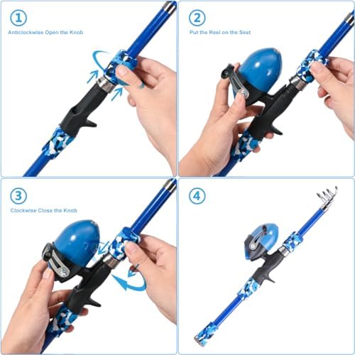 LEOFISHING Portable Kids Fishing Rod Set 2Pack Telescopic Fishing Poles for Boys and Girls Fishing Rod and Reel Combos with Full Kits Fishing Net and Bucket for Toddler Youth - Image 6