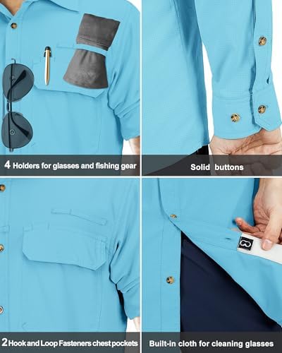 33,000ft Men's Long Sleeve Sun Protection Shirt UPF 50+ UV Quick Dry Cooling Fishing Shirts for Travel Safari Camping Hiking - Image 5