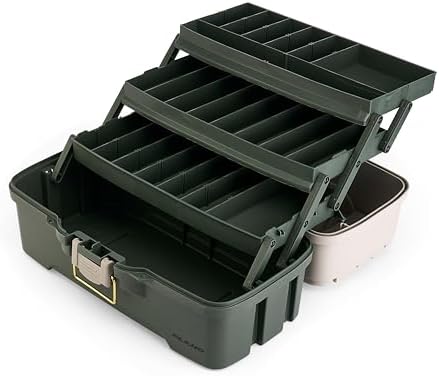 Plano Three-Tray Tackle Box, Green/Tan, Rust-Proof Brass Latch, Top-Access Tray with Deep Storage, Made in the USA, Portable Fishing Gear Storage Organizer - Image 5