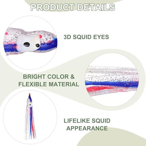 Fishing Squid Skirts, Glow Soft Plastic Trolling Lures Luminous -Fitting for (Bass/Trout/Salmon/Saltwater/Fishing Bait) - Image 3
