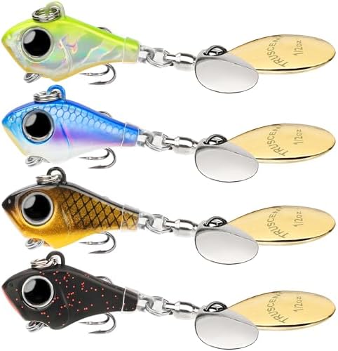 TRUSCEND Swim or Jig Fishing Spinner Baits for Freshwater and Saltwater, Rooster Tail Fishing Lures for Trout Bass Walleye Crappie Salmon Pike, Blade Bait with Copper Blade by TRUSCEND