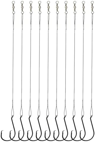 Circle Hooks Rigs Saltwater Steel Leader Wire, 25pcs Heavy Duty Circle Hook with Leader Wire Bass Catfish Fishing Lure Rig by Beoccudo