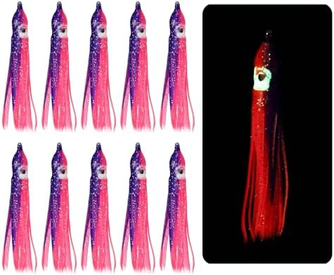 Fishing Squid Skirts, Glow Soft Plastic Trolling Lures Luminous -Fitting for (Bass/Trout/Salmon/Saltwater/Fishing Bait) by YELARXI