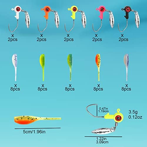 50pc Crappie Jigs Lure Set - 2in Bait, Jig Heads & Hooks for Versatile Fishing - Image 2
