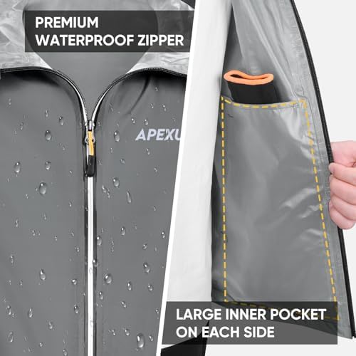 APEXUP Packable Rain Jacket Men Waterproof Lightweight Raincoat with Hood - Image 4