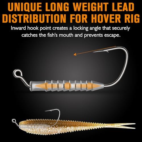 Dovesun 15PCS Hover Rig Jighead Swimbait Jig Heads for Bass Fishing Bass Hooks 1/0 3/0 5/0 Hover Strolling Rig Kit Fishing Jig Heads 1/16OZ 1/8OZ 1/4OZ - Image 2