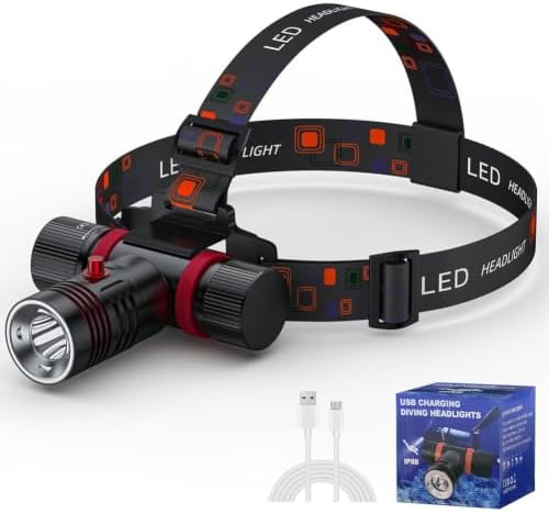 Scuba Diving Headlamp IPX8 Waterproof LED Dive Light 10W L2 Bead Type-C Rechargeable 45° Adjustable Angle for Underwater Sports - Image 2