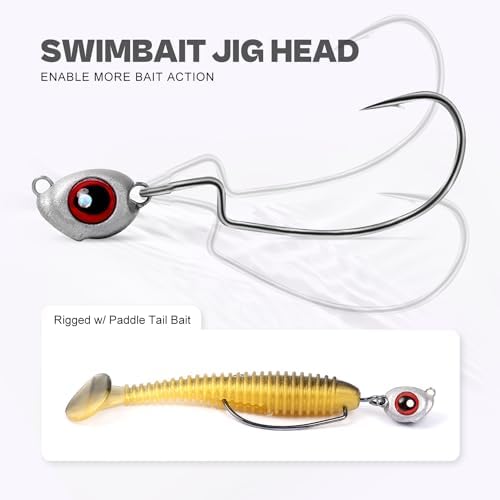 Fish Eye Swimbait Jig Heads, Weighted Hooks for Bass Fishing - Image 2