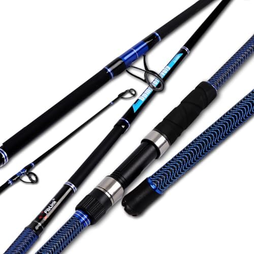 Fiblink Surf Fishing Rod Carbon Surf Spinning Rod Portable Travel Saltwater Beach Blue Surf Rod with SuperPolymer Handle 8'6"/9'/10'/12'/15' by Fiblink