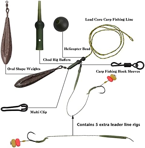 Carp Fishing Hair Rigs Kit, Boilies Bait Rigs with Sinker Corn Bait Curved Barbed Hook Swivel Carp Fishing Accessories Equipment - Image 2