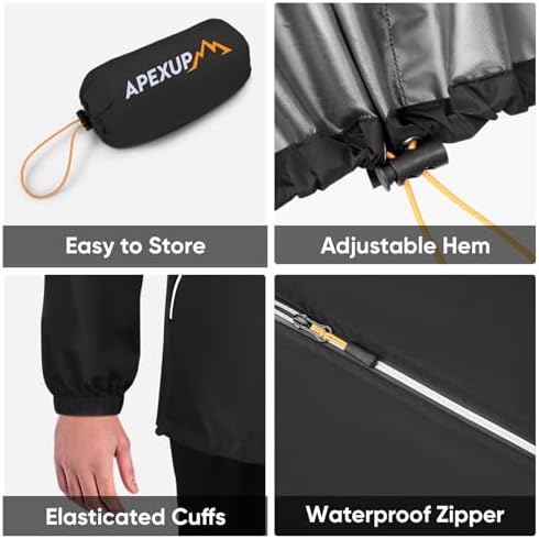 APEXUP Packable Rain Jacket Men Waterproof Lightweight Raincoat with Hood - Image 5