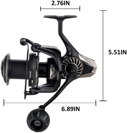GARRET 12000/16000 Surf Fishing Reel - Heavy Duty Saltwater Spinning Reel, 60LB Carbon Drag, Magnesium Alloy Body, CNC Aluminum + 2 Graphite Interchangeable Spools, Long-Cast Worm Shaft System - Image 3