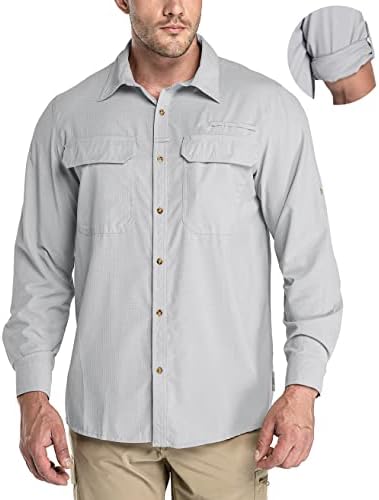 33,000ft Men's Long Sleeve Sun Protection Shirt UPF 50+ UV Quick Dry Cooling Fishing Shirts for Travel Safari Camping Hiking by 33000ft