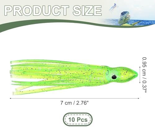 Fishing Squid Skirts, Glow Soft Plastic Trolling Lures Luminous -Fitting for (Bass/Trout/Salmon/Saltwater/Fishing Bait) - Image 2