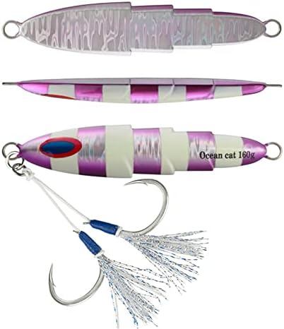 OCEAN CAT 1 PC Slow Pitch Jig Saltwater Fishing Lures Flat Fall Jigs, Jigging Baits with Hook for Saltwater Fishing 5 Colors 80G/120G/160G/200G/250G/300G - Image 4