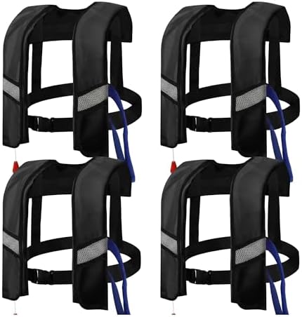 4PCS Snorkel Vest, Portable Inflatable Swim Vest Jackets for Snorkeling Swimming Diving Safety,Manual Inflatable Men's Women's Adjustable Vest for Swimming Fishing Outdoor Water Sports (330LB) by GDLHY