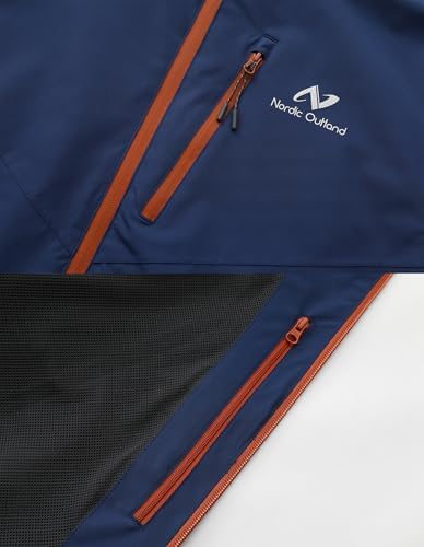 NORDIC OUTLAND Rain Jacket Men,Waterproof Breathable Long Raincoat with Hood Mesh Lining,Windbreaker for outdoor activities - Image 3