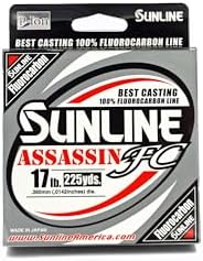 Sunline Assassin FC Fluorocarbon Fishing Line – 100% Fluorocarbon, P-Ion Technology, Multiple Line Weights & Spool Sizes by Sunline
