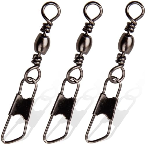 AGOOL Fishing Swivels Snaps, 60/120pcs Barrel Swivel Safety Snaps Stainless Steel Swivels Fishing Tackle Lure Leader Line Connector High Strength for Saltwater Freshwater by AGOOL