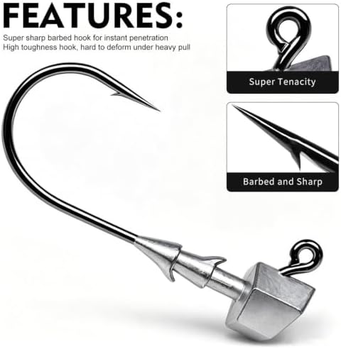 Urchin Bait Hooks - 12 Piece Fishing Tackle Set, Bass Lures with Weights, S - Image 6