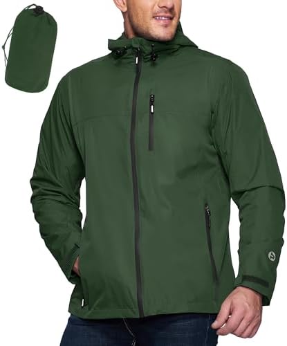 Outdoor Ventures Men's Packable Rain Jacket Waterproof Lightweight Raincoat by OutdoorVentures