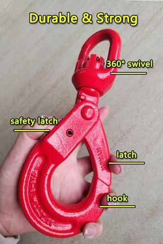 Swivel Self-Locking Hook 6944 lbs Grade 80 Swivel Self Locking Hook Heavy Duty Swivel Lifting Hook Swivel Lifting Hook Hoist Hook Sling Heavy Cargo 【3.15ton】 - Image 6