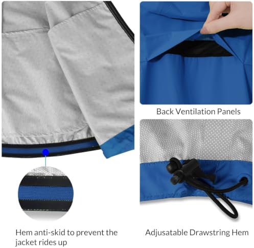 baleaf Men's Rain Jacket Waterproof Hood Lightweight Reflective Packable - Image 3