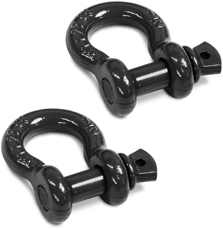 1/2" D Ring Shackle with 5/8" Screw Pin, 2T Working Load Limit (WLL) / 12T (26,455 lb) Minimum Breaking Strength (MBS) for Tow Strap Winch, Off-Road Vehicle Recovery (Black, 4 Pack) by Jamiikury