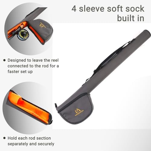 MAXIMUMCATCH Maxcatch Fly Fishing Rod Case with Reel Pouch, Complete Protection Bag for 9' 2-Piece/4-Piece Fly Rod, Gray Single Case - Image 2