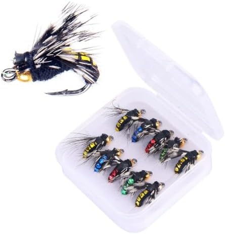 10pcs Fly Fishing Flies Trout Lures Hand Tied Nymphs Wet Dry Assortment Metal Hooks Freshwater Saltwater Bass Pike Salmon Tackle Box Included - Image 3