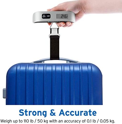 Etekcity Luggage Scale, Travel Essentials, Digital Weight Scales for Travel Accessories, Portable Handheld Scale with Temperature Sensor, Rubber Paint, 110 Pounds, Battery Included,2Pack - Image 4