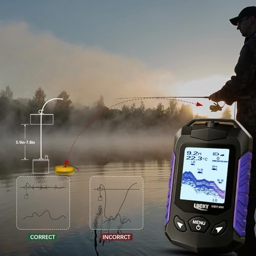 LUCKY Kayak Portable Fish Finder Transducer Handheld LCD Fishing Depth Finders Water Castable Boat Fish Sonar Boat Bank Ice Fishing FF168-T - Image 6