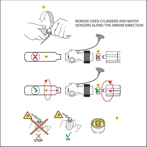 Owntop 24 Gram CO2 Cartridges PFD Rearming Kit, 1/2 inch Thread for Automatic/Manual Inflatable Life Jacket, C02 Cylinder Metal Tank 24g - Image 5