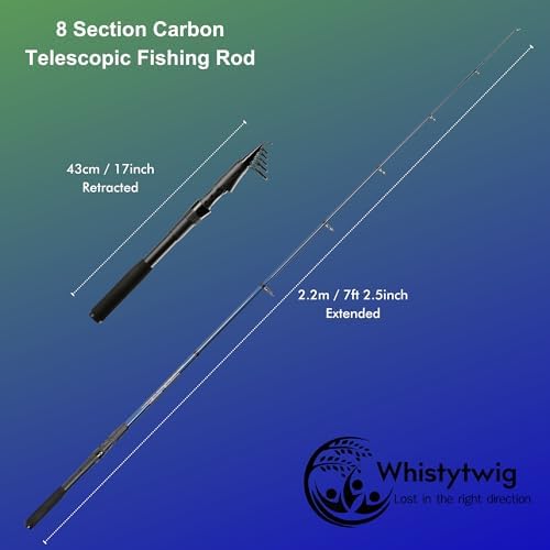 Whistytwig Carbon Fiber Telescopic Fishing Rod - Portable Collapsible Design for Travel and Adventure - Versatile Saltwater and Freshwater Fishing Pole - Image 3