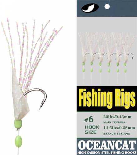 10/20/50/100 Packs Rainbow Fish Skin 6 Hooks Saltwater String Hook Fishing Lure Bait Rig Tackle by OCEANCAT