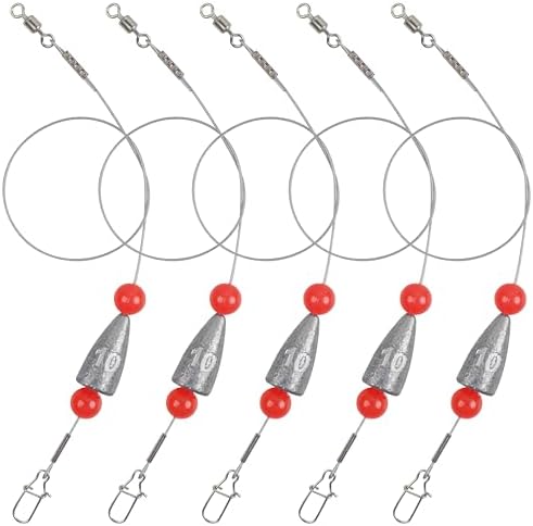 Carolina Rig Sawater Bass Fishing Kit Ready Tied Fishing Steel Leaders with Sinkers Weights Catfish Flounder Rigs for Saltwater Walleye Trout 3/8oz 1/2oz 3/4oz by Shaddock+Fishing