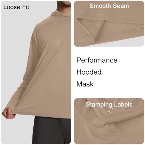 HovSiyla Mens Fishing Hoodie UV Sun Protection Shirts UPF Rash Guard Long Sleeve Shirts Hiking Performance Mesh Face Mask Top - Image 3