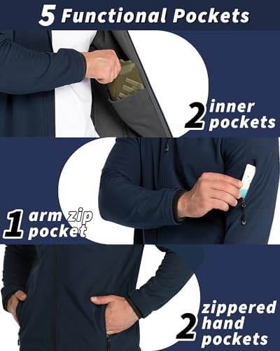 33,000ft Men's Hooded Fleece Lined Rain Shell Jacket Waterproof Lightweight - Image 2