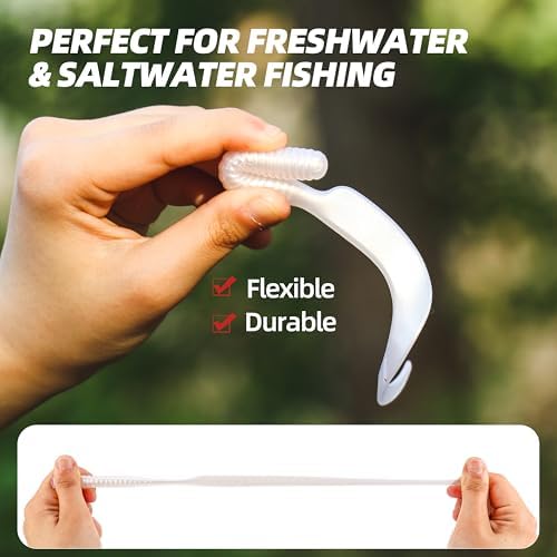 Curly Style Tail Worms Fishing Lures – Realistic Wavy Tail Soft Bait Grub Swimbaits for Saltwater & Freshwater Fishing, Available in 4 Inch & 6 Inch, Perfect for Bass, Trout, Crappie, & More - Image 4