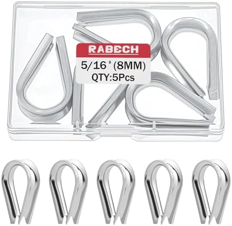 M8 5/16 Inch Wire Rope Thimble 5/16" Stainless Steel Thimbles for Wire Rope Cable Thimble Rigging (Pack of 5Pcs) by RABECH