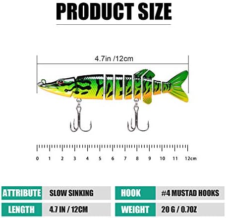 TRUSCEND Swimmax Easy Catch Fishing Lures with BKK Hooks, Wiggling, Vibrating, Rattling and Gurgling for More Bite, Heavy-Duty Dyneema Fiber Jointed Swimbaits for Bass, Trout, Walleye, Crappie, Pike - Image 6