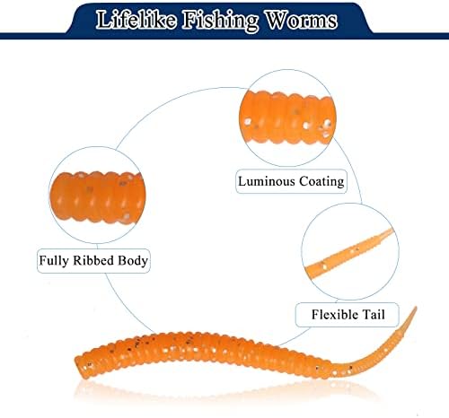 Dovesun Crappie Lures Kit Fishing Soft Plastic Lures Crappie Walleye Trout Bass Fishing Baits Fishing Grub Worms Minnow Paddle-Tail Split-Tail Grub Swimbaits 50-100Pcs with Tackle Box - Image 2