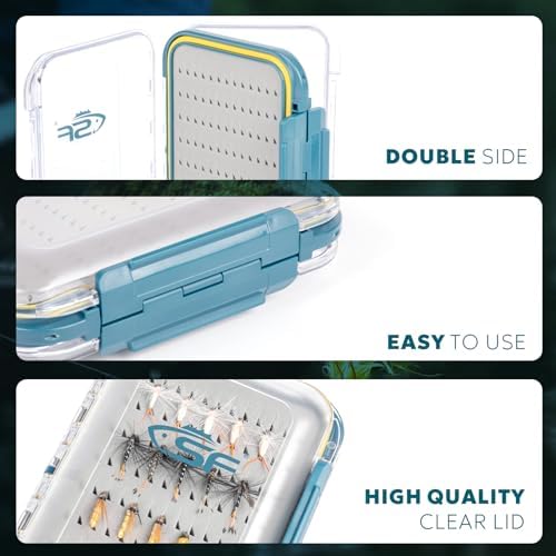 SF Double Sided Waterproof Fly Box With Clear Lid Easy Grip Foam L 1Pcs - Image 3