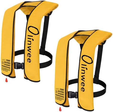 2-Pack Adult Automatic Inflatable PFD Jacket, Adjustable and Lightweight Water Sports Vest for Kayak SUP Paddleboarding Boating Sailing Fishing (Buoyancy is Greater Than 150 N) by Unknown
